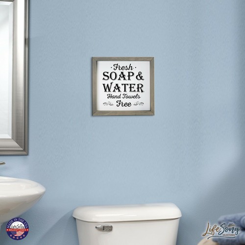 Toilet Bathroom Wall Signs 11.5x11.5 Framed Shadow Box Decor - Water Free - Picture 14 of 16
