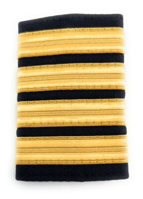 Spalline Pilota 4 Barre - Mostrine Da Capitano Primo Ufficiale Su Panno Blu Navy Per Costumi E Collezioni