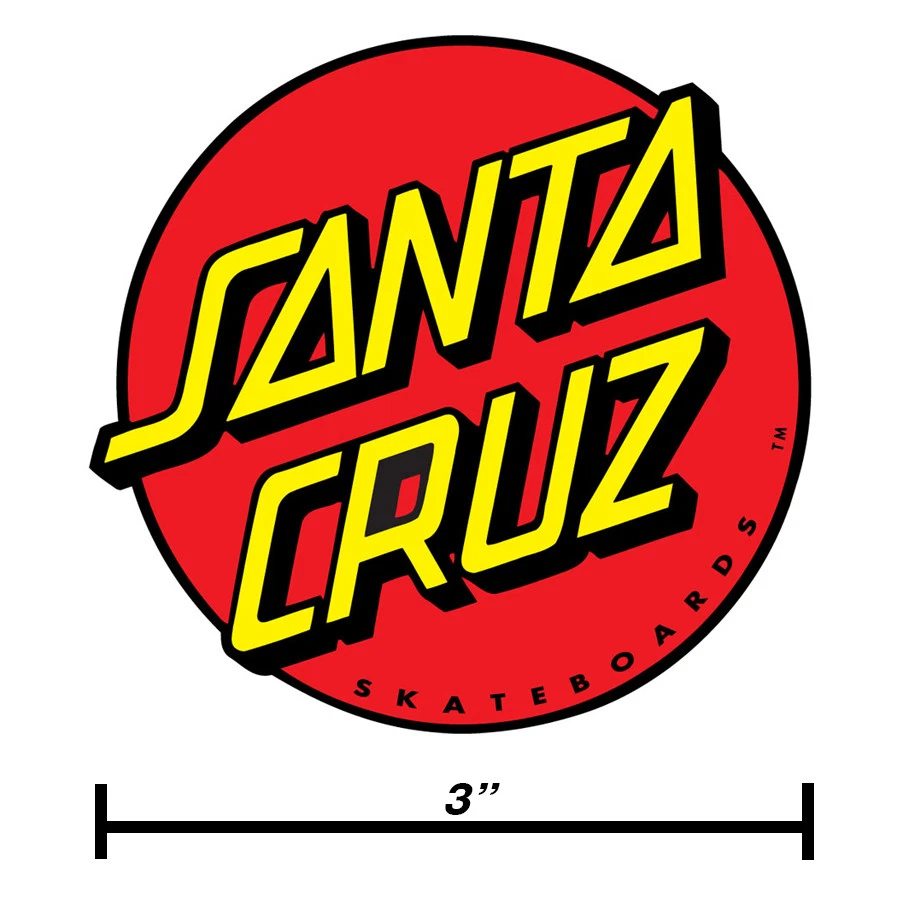 Santa Cruz Classic Dot Circle Skateboard Sticker Decal Screaming Hand 3” Size