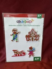 Creatology Embroidery Stickers Gingerbread Man House 4 Pcs New