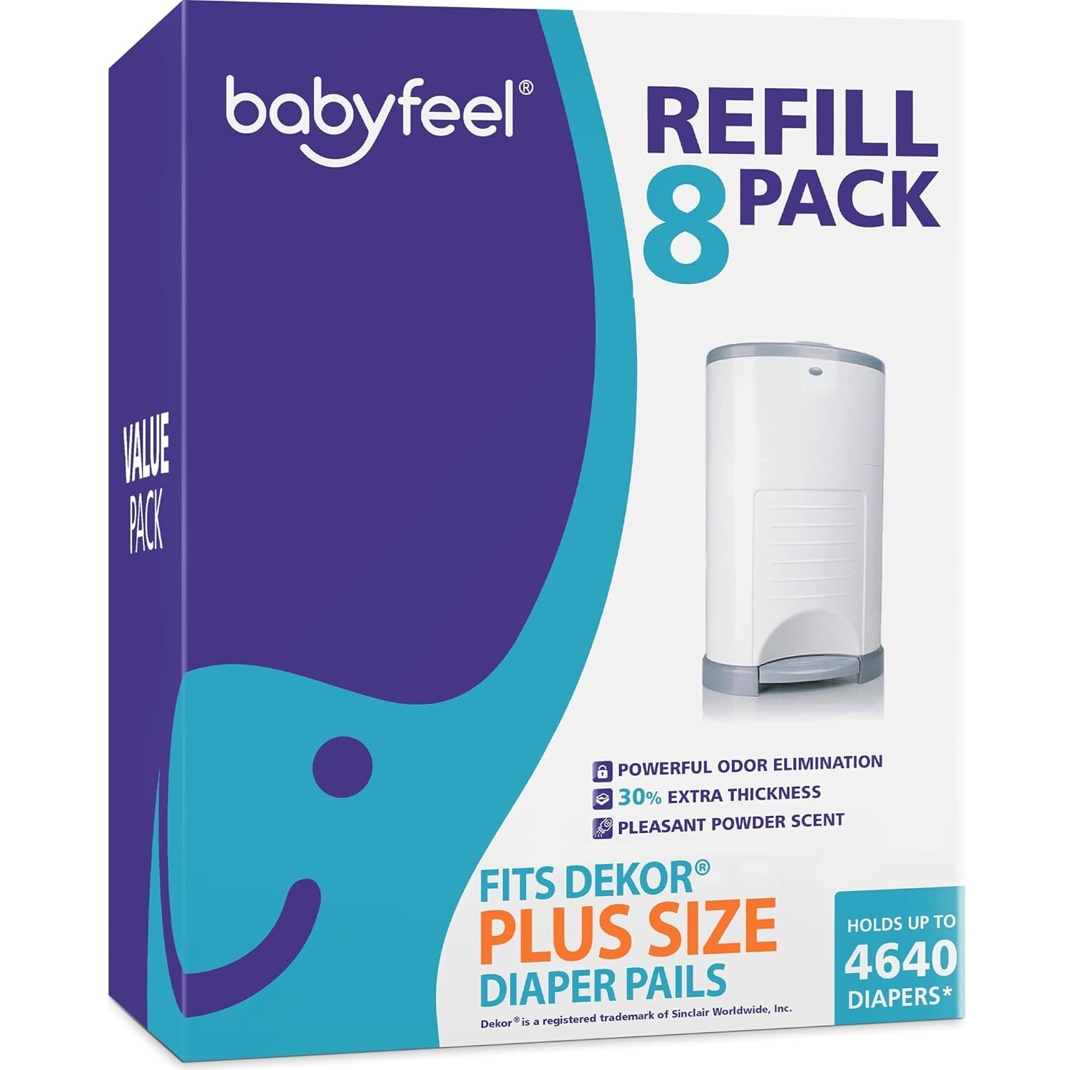 Extra-Thick 8 Pack Diaper Pail Refills - Odor-Neutralizing for Fresh Nurseries