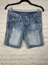 Rue 21 Womens Size 3/4 Distressed Jean Short Shorts Stretch