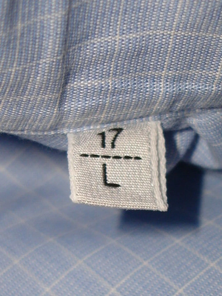 Mastai Ferretti 2-Tone Blue Gingham 100% Cotton Spread Collar L/S Shirt Sz. 17/L - Image 4 of 4