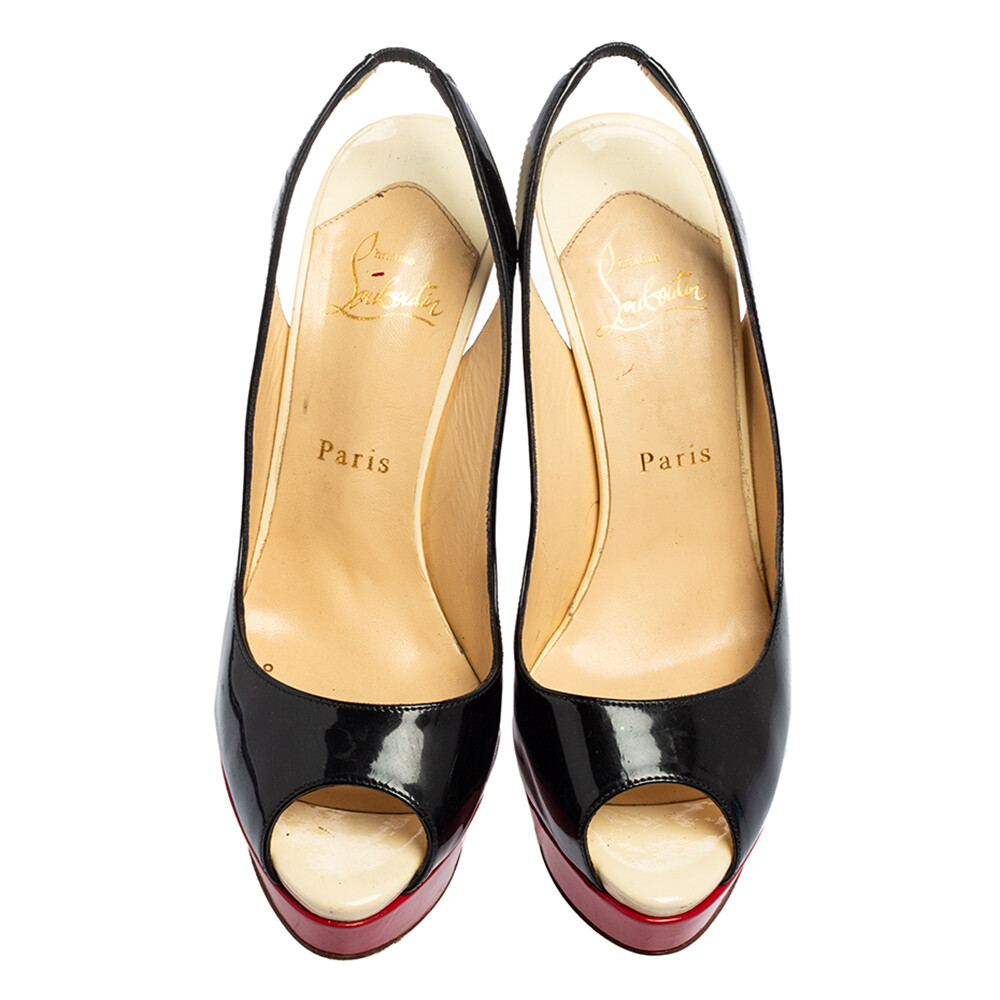 Christian Louboutin Black/Red Patent Leather Slingback Lady Christian Louboutin Black/Red Patent Leather Slingback Lady