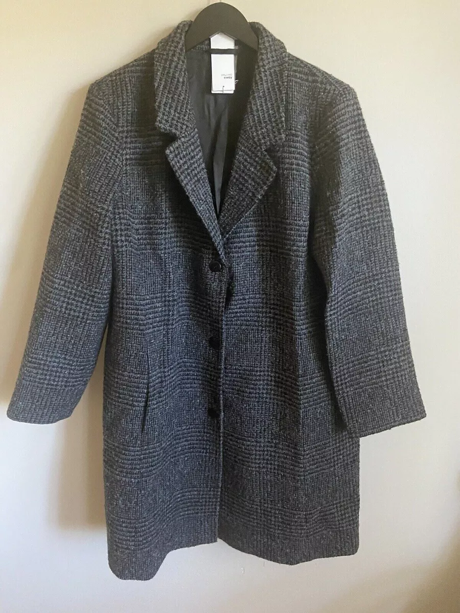 Eileen Fisher Houndstooth Alpaca Glen Plaid Notch Collar Coat Charcoal M 798 eBay