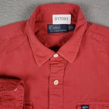 Ralph Lauren Shirt Mens XL Red Pocket Casual Button Up Long Sleeve