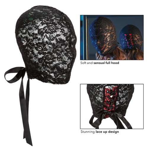 Black Spandex Lace Full Hood Role Play Sexy Dominatrix Slave Costume Mask-Choose - Picture 11 of 25