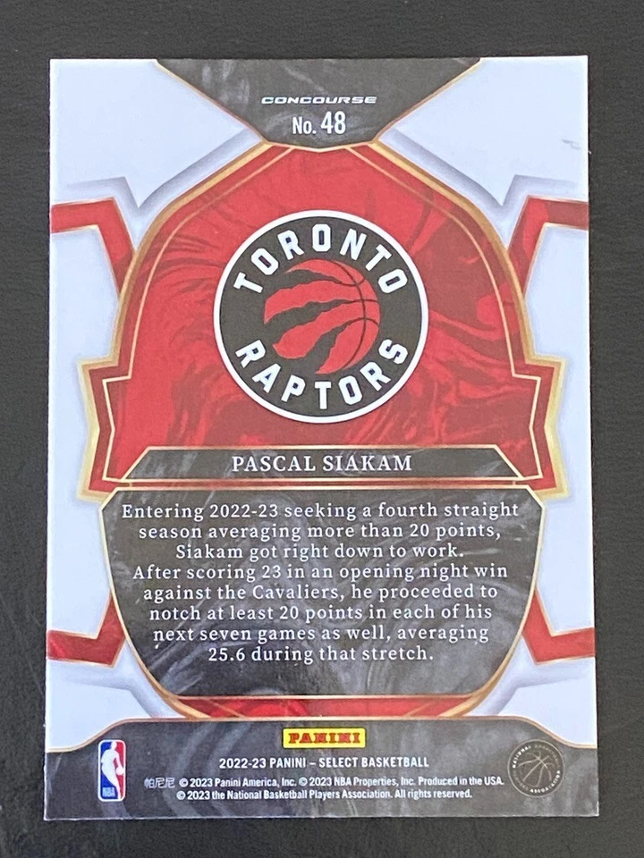 Pascal Siakam 2022-23 Panini Select Blue #48 Toronto Raptors - Image 2 of 2