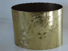 Vintage Arthur Armour Hammered Aluminum BUTTERFLY & DOGWOOD WASTEBASKET Gold