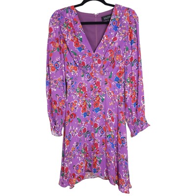 saloni eve mini dress SALONI Eve floral silk crepe de chine mini dress Size 8