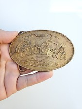 Vintage 5 Cents At Fountains Coca Cola Made In England Brass Belt Buckle