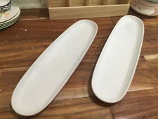 SET OF TWO Dash of That OBLONG WHITE PlatterS BREAD Tray 16'' NWT WHITEWARE