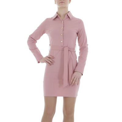 Damen Stretch Gürtel Knöpfe Kleid 5777 Ital-design In Altrosa