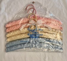 Vintage 1960s Satin Padded Coat Clothing Hangers 6 Pack Pink Blue Beige SEALED