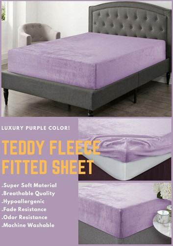 Sábana de cama de lana polar de peluche acogedora cálida extra profunda 30 cm cama doble tamaño - Imagen 22 de 87