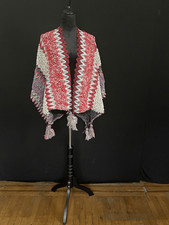 Autumn Cape/wrap/shawl with Tassels Red