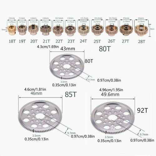 1:10 18T-92T Motor Alloy Cog Pinion Gear Set For Sakura CS S XIS D4 RC Model Car - Picture 16 of 17