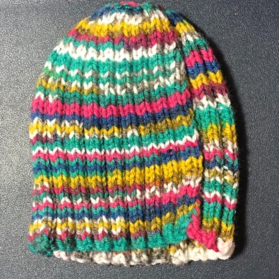 Brand New Hand Knitted Stripe Baby  Girls Unisex Hat Size  Newborn - 6 Months