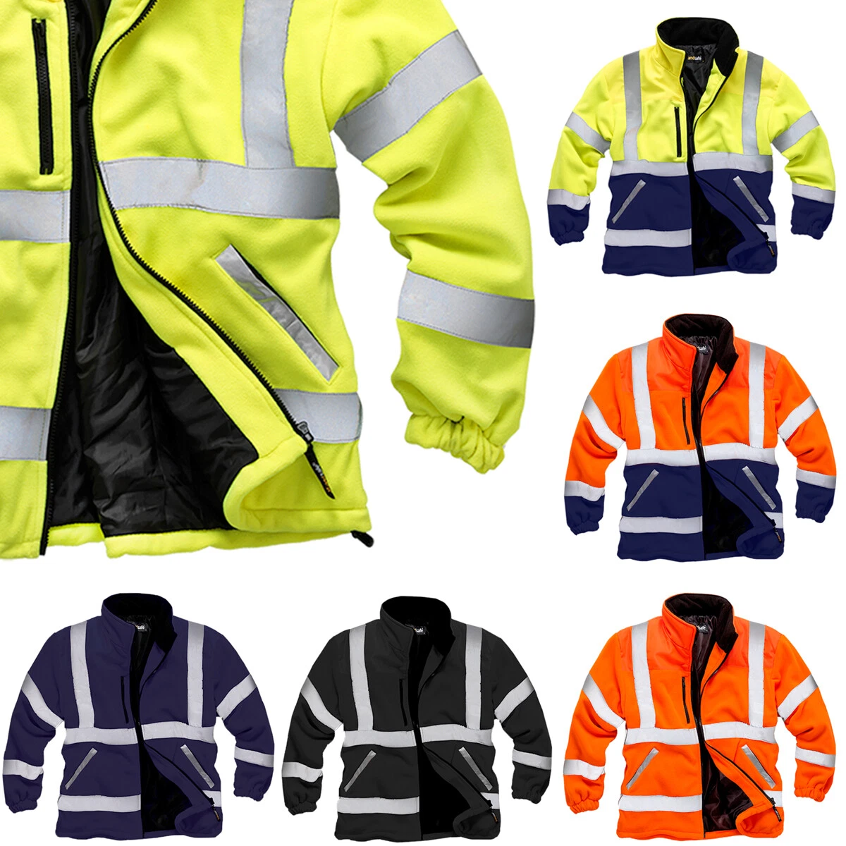 Mens Premium Safety Hi Vis Visibility Lined Work Fleece Jacket Plain & Two Tone
Opens in a new windo