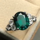 3.20Ct Lab Created Green Emerald & Diamond Engagement Ring 14K White Gold Plated