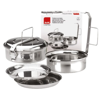 Camping Cookware - PAN + 2 DISHES - 7.87 Inch Lightweight Mess Kit -Made Spain