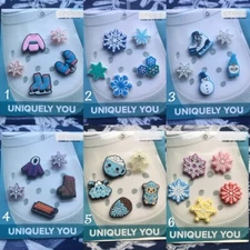 Crocs Handmade jibbitz 5pc Winter Wonderland snowflake ice skate sled jacket 4