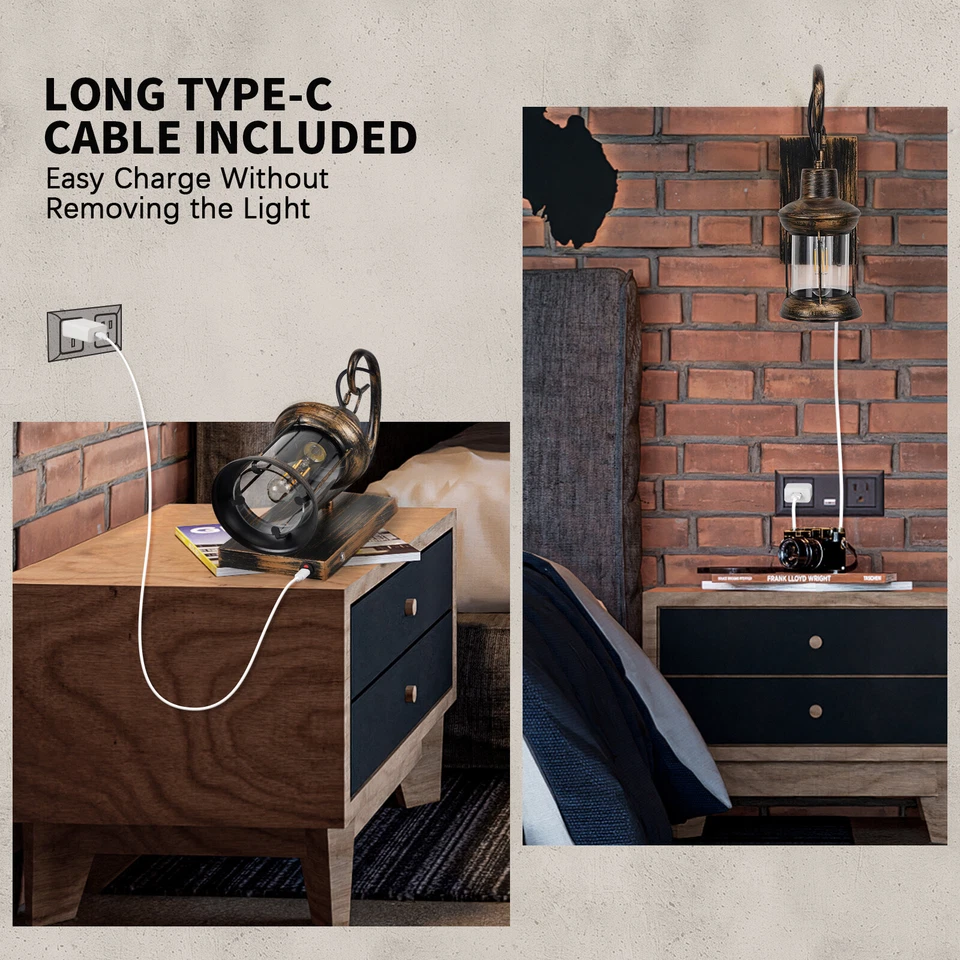 Vintage Bronze Oil Wall Light Battery Operated Wall Sconce Lamp Fixture Remote - Image 2 of 4