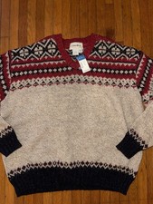VTG 90s Eddie Bauer Wool Fair Isle Nordic Ski Cabin Sweater Brown Womens L