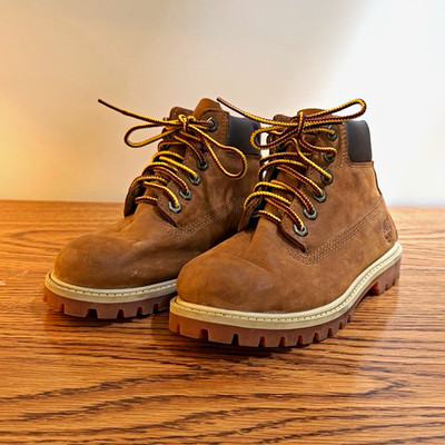 Timberland Kids Brown Leather Ankle Lace-Up Hiker Boots Round Toe 10.5