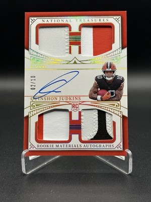 2025 Panini National Treasures Quinshon Judkins Gold Rookie Patch Auto RPA #2/10