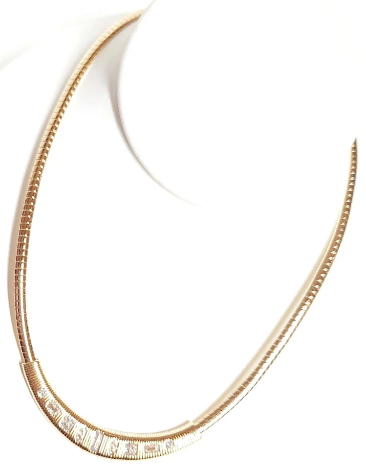 Collar de cadena de serpiente acanalada de cristal Anthropologie en latón chapado en oro nuevo con etiquetas Foto 4 de 4