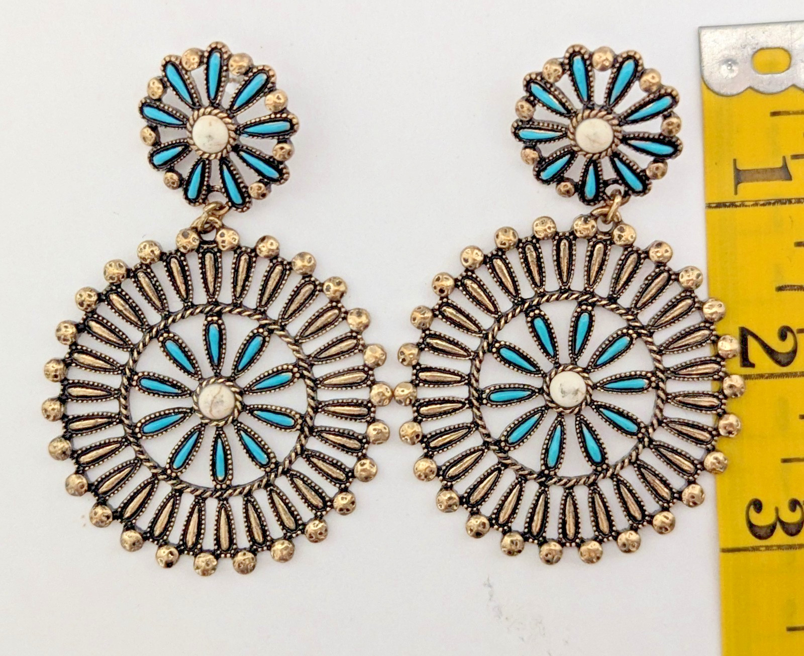 Vintage Multi-layer Turquoise & Silver Tone State… - image 3