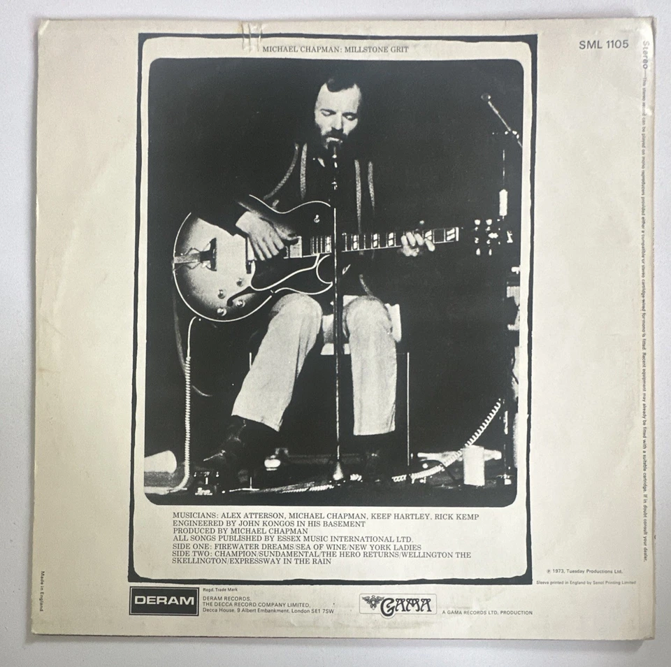 Michael Chapman ‎– Millstone Grit - UK Vinyl Lp Deram SML 1105 VG+ / VG+ - Imagen 3 de 4
