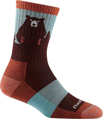 Darn Tough Women's Cushion Sock LARGE Burgundy Bear Town Micro Crew Lightweight