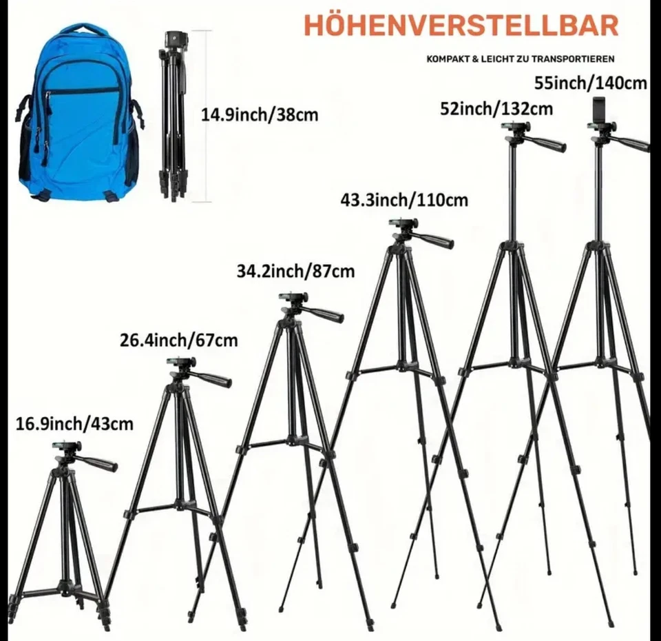 Aluminium Tripod 130cm Camera Smartphone Tripod 1/4 Inch Selfie with Bag  - Image 4 of 4