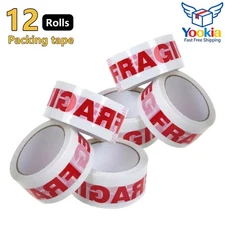12 Rolls Fragile Shipping Tape Packing Shipping Box Sealing Tapes  2"x110 Yards