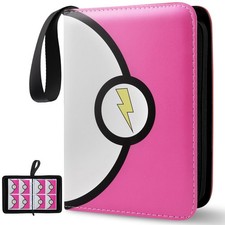 4-Pocket 400-Card Trading Card Binder Holder Album w/ 50 Removable Sleeves Pink
