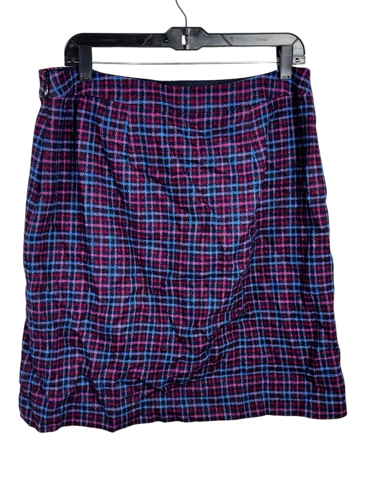 Talbots Woman's Plaid  Faux Wrap Scalloped A-line Skirt size 12 Academia - Image 4 of 4