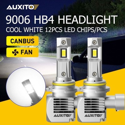 2X AUXITO CANBUS 9006 HB4 12CSP LED Headlight Bulb Kit Low Beam 6000K White USA