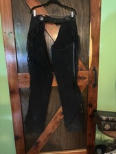 Vintage Black Suede Leather Western Chaps wit...
