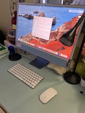 Apple iMac 24" Apple M1, 8GB, 2021, Blue With Keyboard, Mouse, Cord