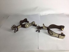 AJ Tack Texas Star Brown/Silver Spurs 3 1/4 inch opening Preowned