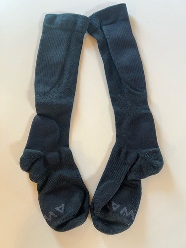 AWAY black knee-high compression ribbed socks One Size travel
