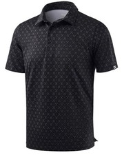 Men's Golf Shirt Short Sleeve Dry Fit Polo Moisture Wicking Print Collared Go...