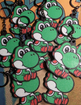 3D PRINTED YOSHI KEYCHAIN NOSTALGIA DOUBLE SIDED SUPER MARIO BROS