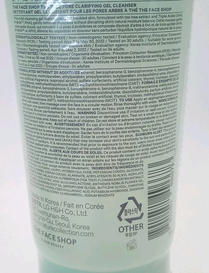 Lot Of 3 THE FACE SHOP Korea Tea Tree Pore Clarifying Gel Cleanser & Toner Pads - Image 4 of 4