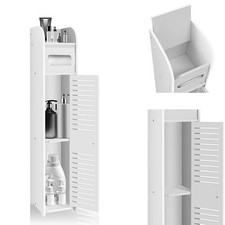 3 Tier Narrow Bathroom Storage Cabinet with Doors Waterproof Space Saving UK