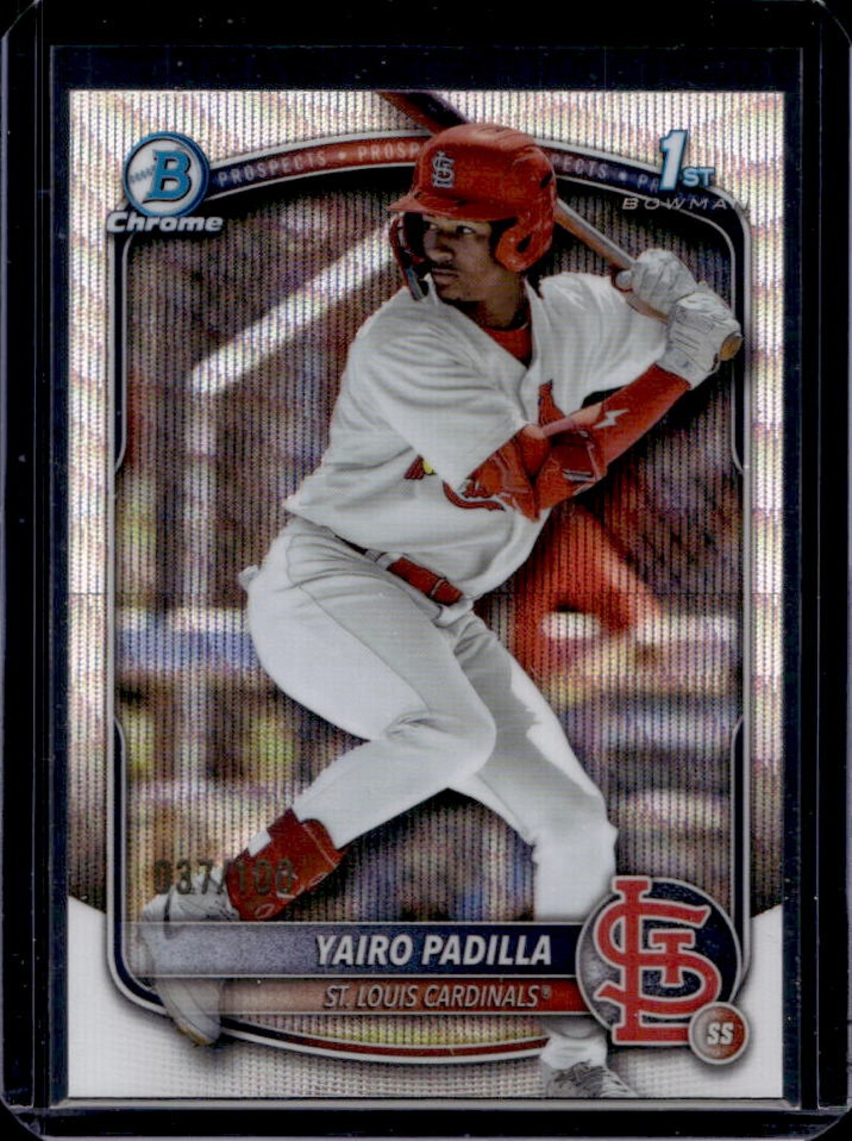 2025 Bowman Chrome Yairo Padilla Wave Refractor 1st #/100 Cardinals