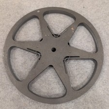 Vintage 7 Inch Metal Movie Film Reel 8mm Super 8 Dark Gray 6 Spoke Empty Reel