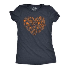 Womens Fall Season Heart T Shirt Funny Awesome Thanksgiving Autumn Lovers Tee